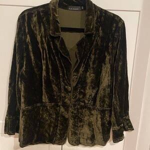 Size XL Dark Brown Cut.Loose Rayon-Velvet Blazer